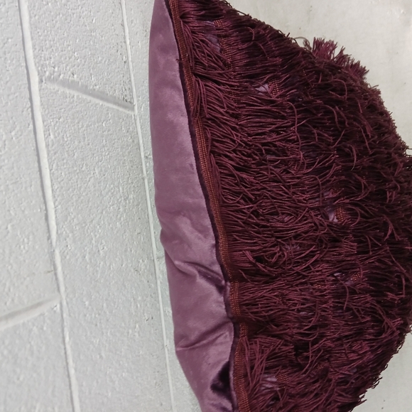 New Z Gallerie Chloe Velvet Fringe Pillow. Plum - Picture 8 of 10